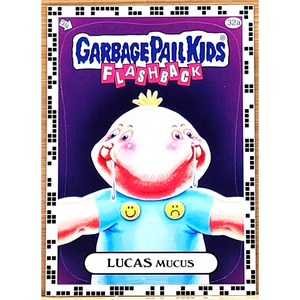 2011 TOPPS GARBAGE PAIL KIDS LUCAS MUCUS 32A FLASHBACK WHITE BORDER ERROR CARD